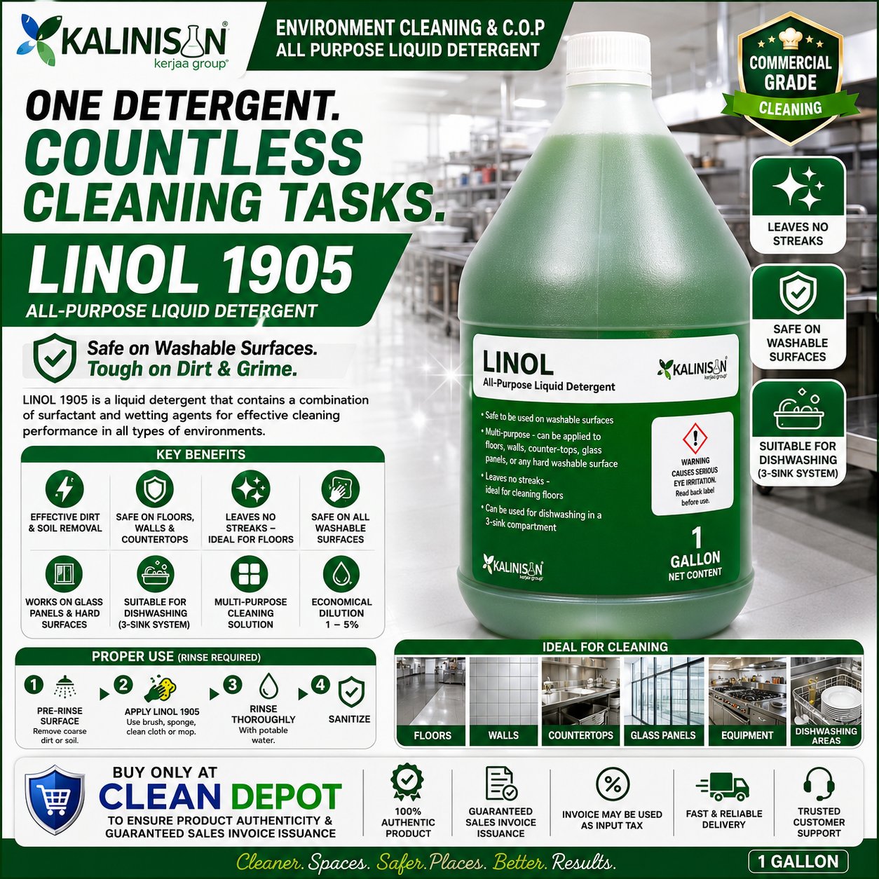 Linol Liquid Detergent 1 Gallon | UG1, Supra & 1905 Commercial Cleaner