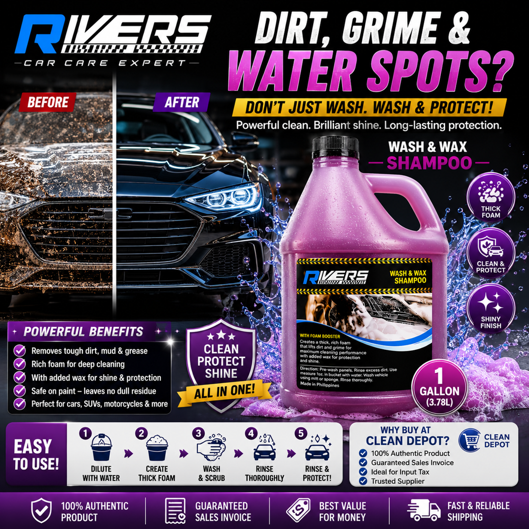 Rivers Wash & Wax Car Shampoo 1 Gallon | High Foam Car Wash with Wax Protection