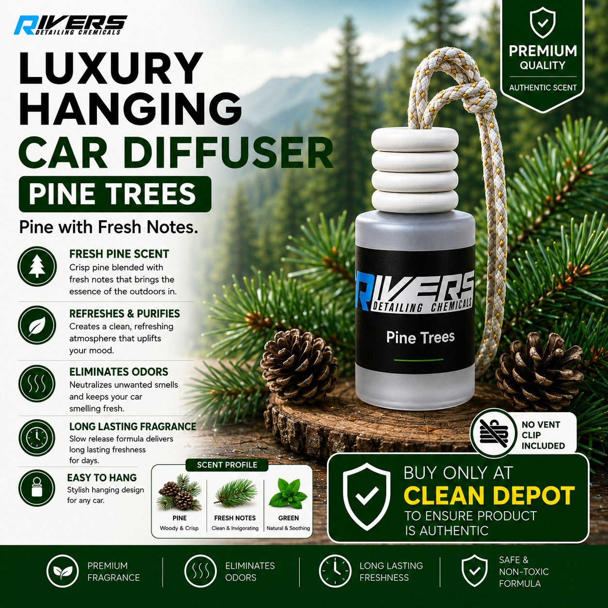 Rivers Car Air Freshener Hanging Diffuser Home Fragrance 10 ml