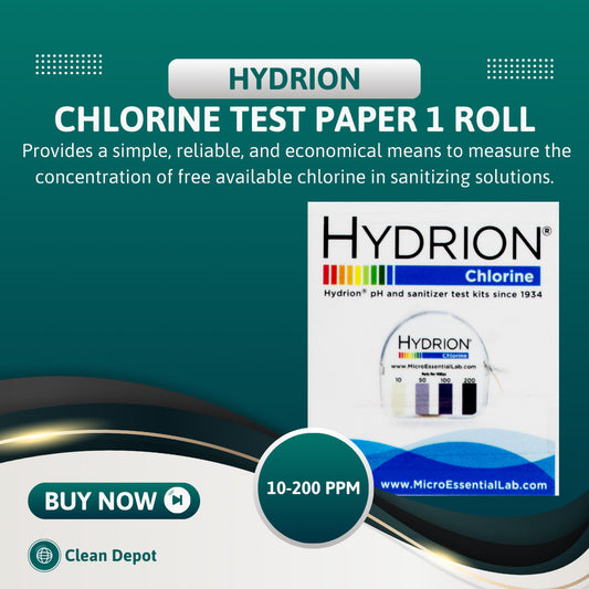 Hydrion Chlorine Test Strips 10 - 200 ppm 1 Roll