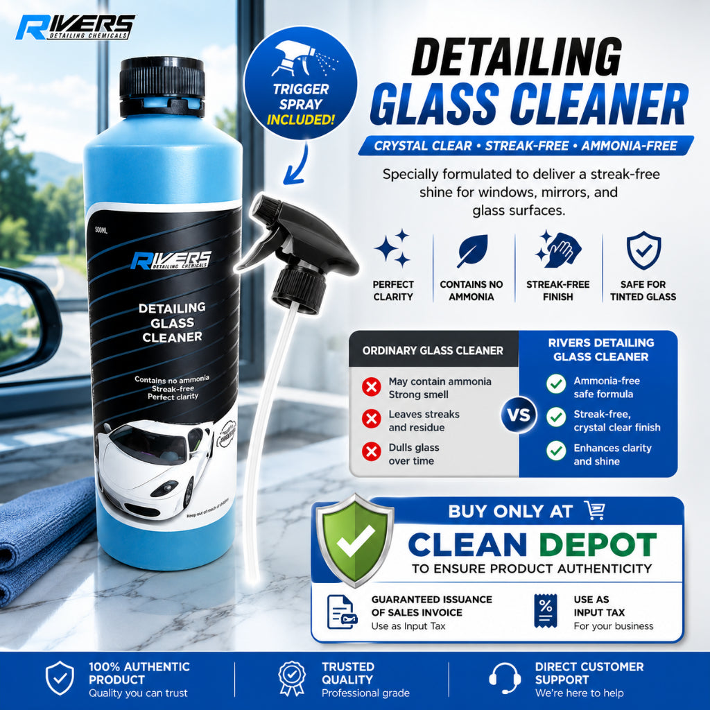 Rivers Detailing Glass Cleaner 500ml with Trigger Spray | Ammonia-Free Streak-Free Shine