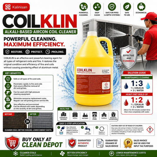 COILKLIN Aircon Coil Cleaner 1 Gallon | Coil & Fin Cleaner for Air Conditioners