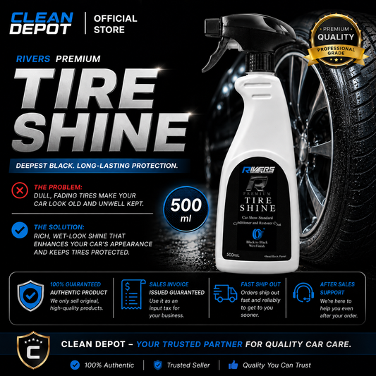 Rivers Premium Tire Shine 500ml | Deep Black Wet Look Tire Restorer & Protectant