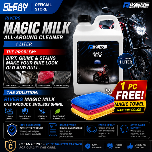 Rivers Magic Milk Motorcycle Shine 500mL Trigger Spray | 1 Liter | 1 Gallon (4L) Bike Detailer