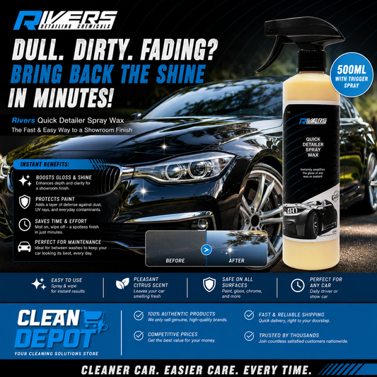 Rivers Quick Detailer Spray Wax 500ml & 4L | Instant Gloss, Shine & Paint Protection
