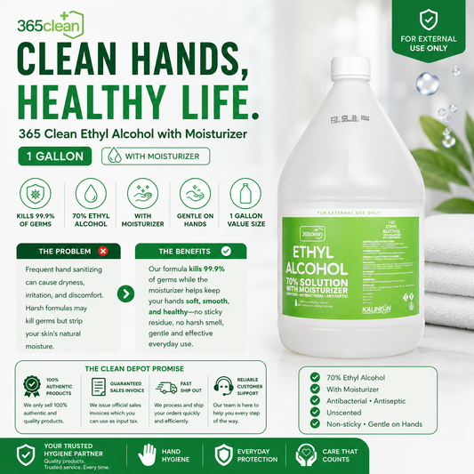 365 Clean Ethyl Alcohol 1 Gallon with Moisturizer | 70% Solution Antiseptic