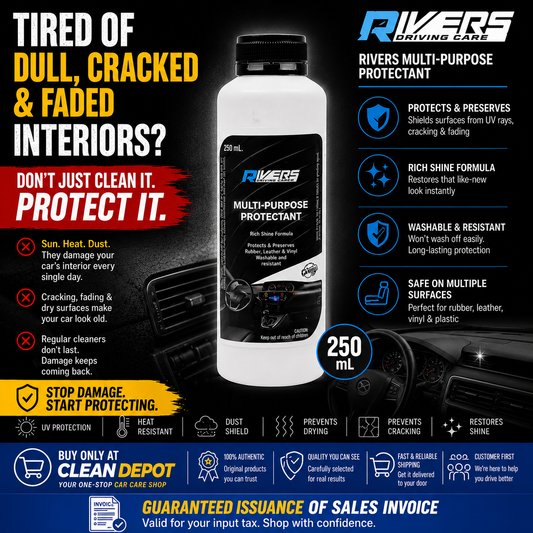 Rivers Multi-Purpose Protectant 250mL | Restores Shine & Protects Vinyl, Rubber & Leather