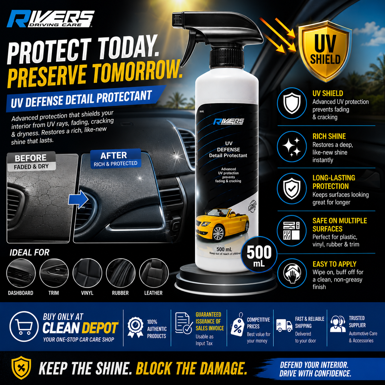 Rivers UV Defense Detail Protectant 500mL | Interior UV Protection & Shine
