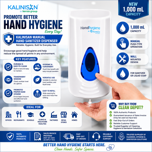 Kalinisan Manual Hand Sanitizer Dispenser 400mL & 1000mL | Wall Mounted Soap & Sanitizer Dispenser