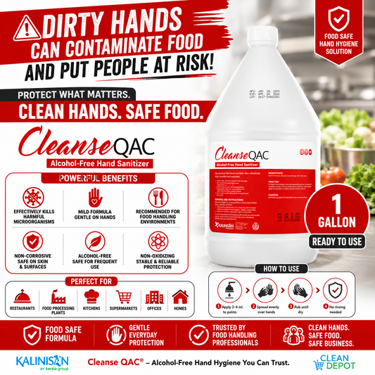 Cleanse QAC Alcohol-Free Hand Sanitizer 1 Gallon | Food Safe Hand Hygiene Solution
