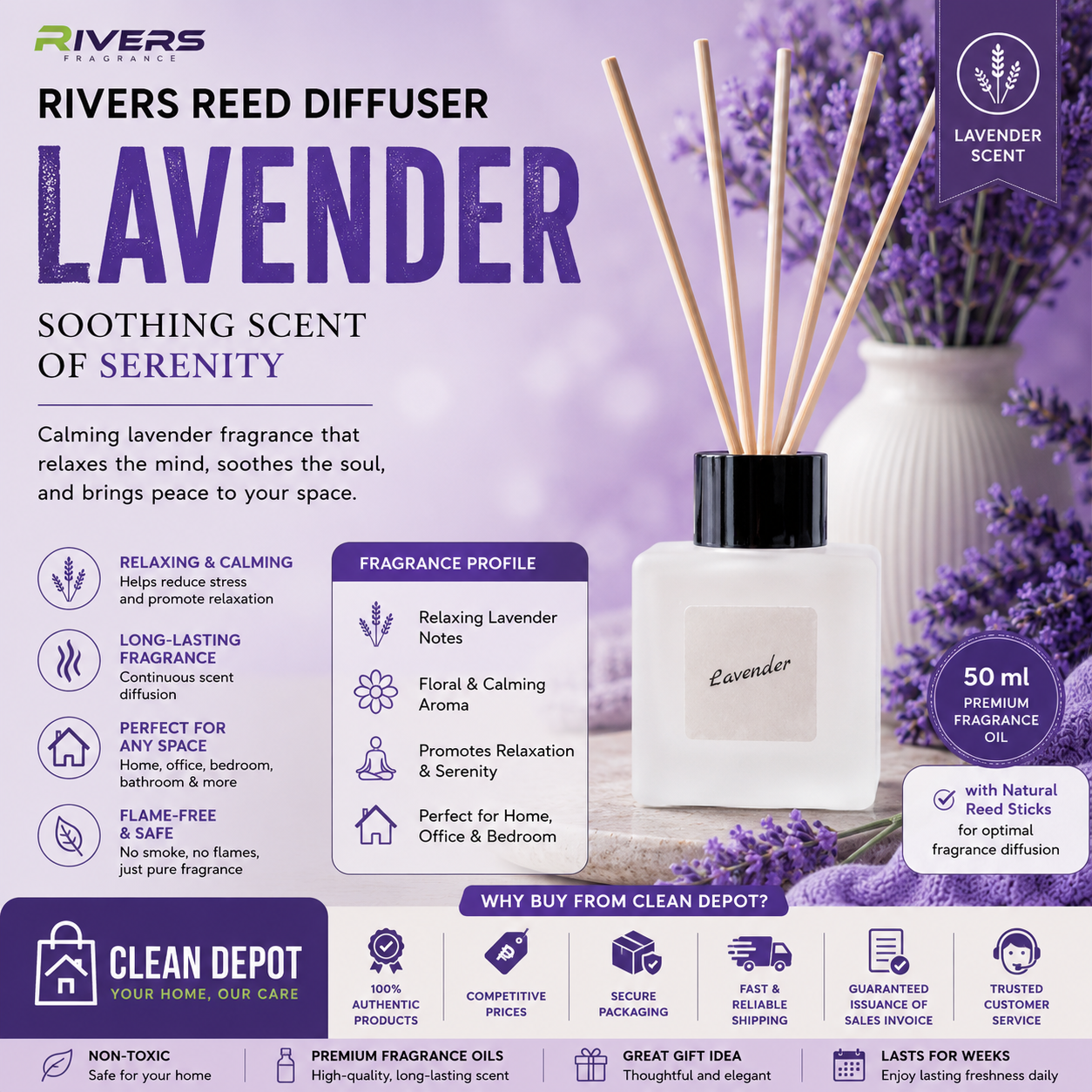 Rivers Reed Diffuser Aromatherapy 50 ml