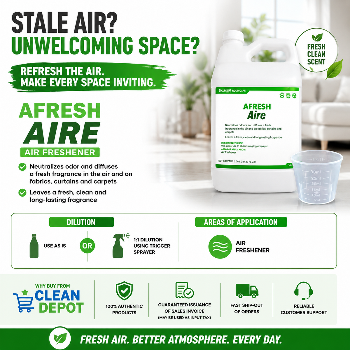 AFRESH Aire Air Freshener 1 Gallon | Odor Neutralizer & Long-Lasting F ...