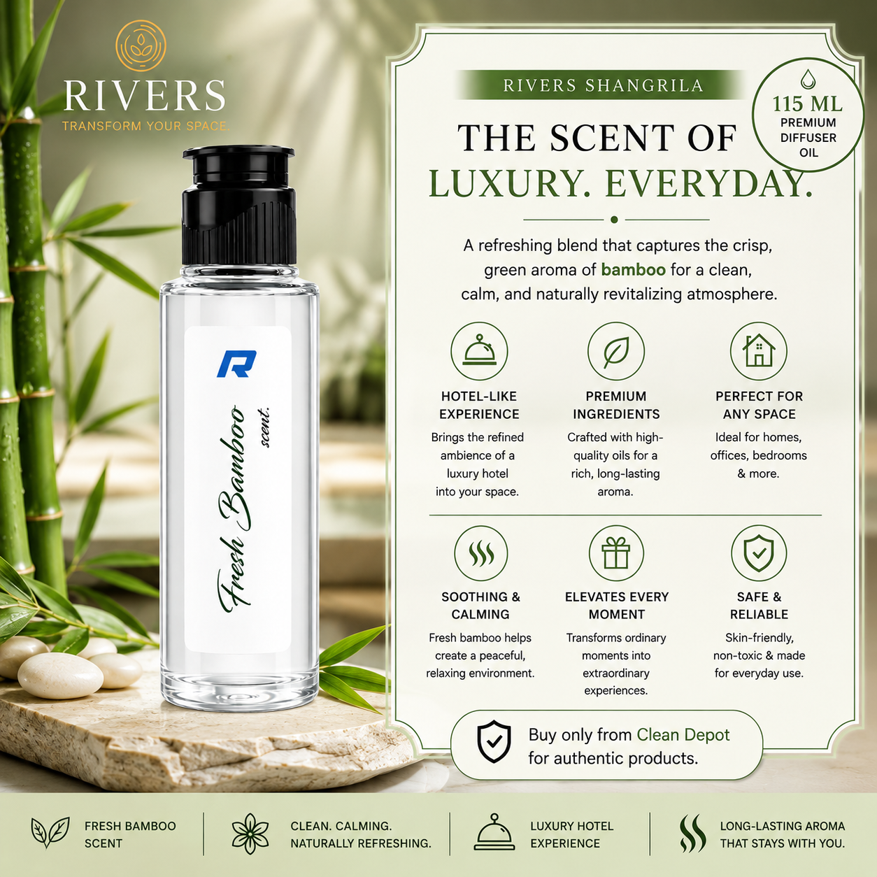 Rivers Car & Home Air Freshener 30ml + FREE 10ml Diffuser | 115ml Refill | Long-Lasting Luxury Scent