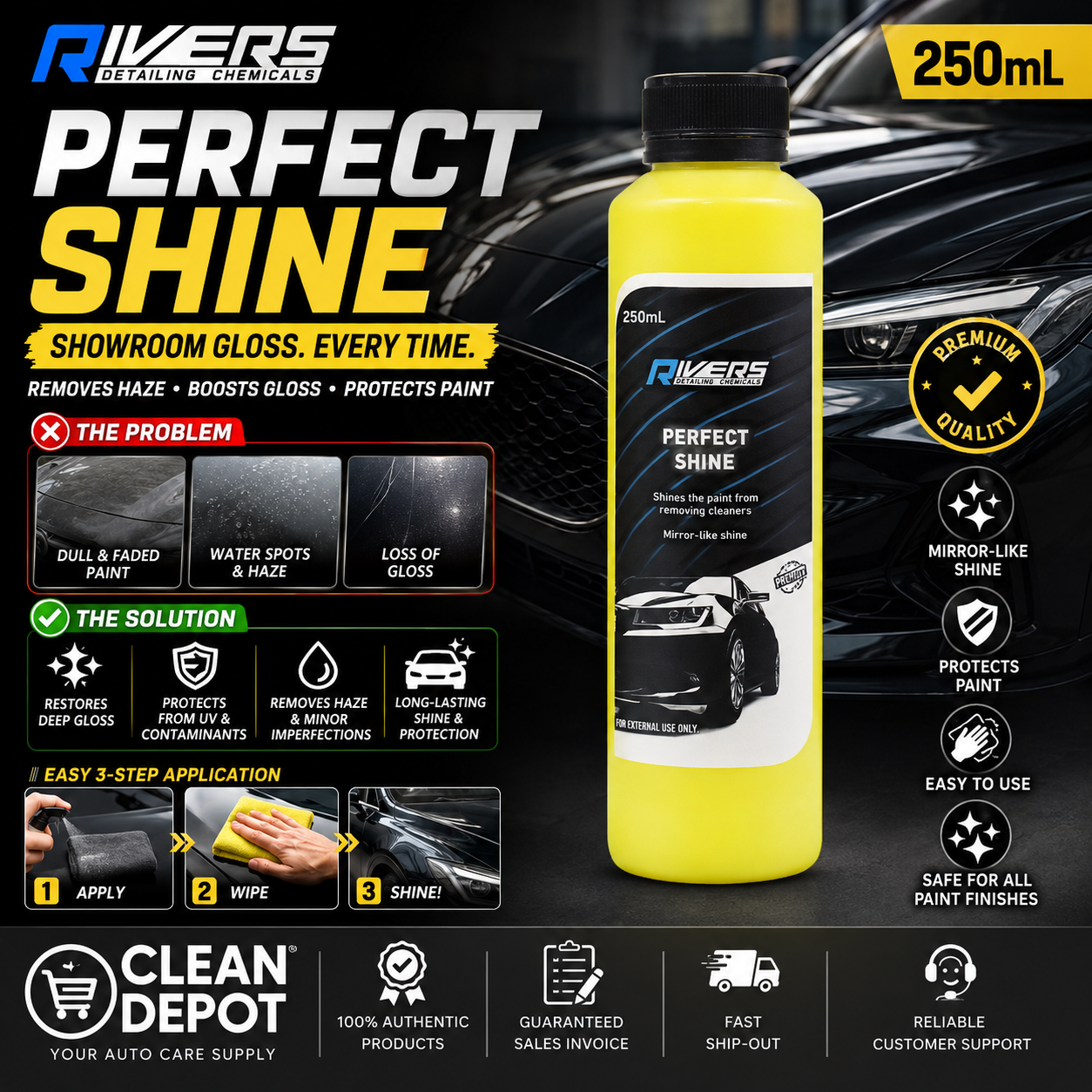 Rivers Perfect Shine 250mL | Paint Gloss Enhancer & Shine Protectant