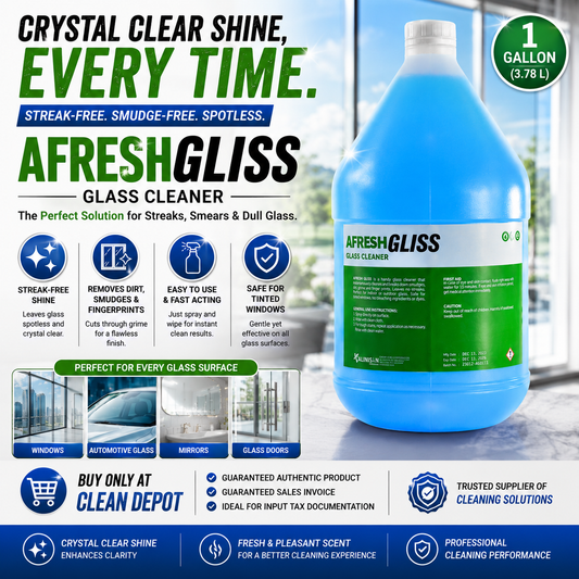 AFRESH GLISS Glass Cleaner 1 Gallon | Streak-Free Glass, Mirror & Window Cleaner
