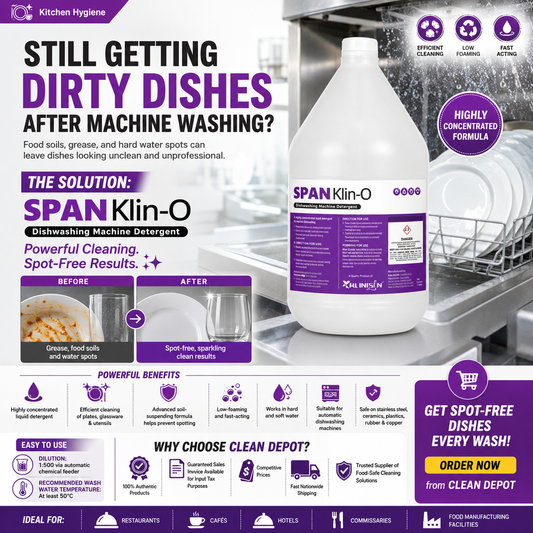 SPAN Klin-O Dishwashing Machine Detergent 1 Gallon | Commercial Dishwasher Cleaner & Spot Remover