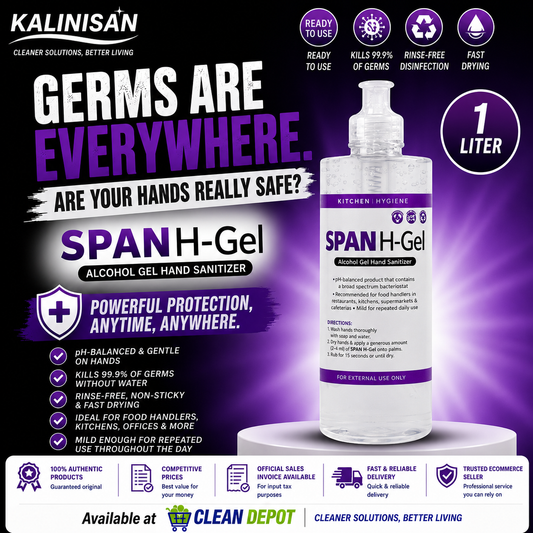 SPAN H-Gel Alcohol Gel Hand Sanitizer 1 Liter | Kills 99.9% Germs | Fast Drying