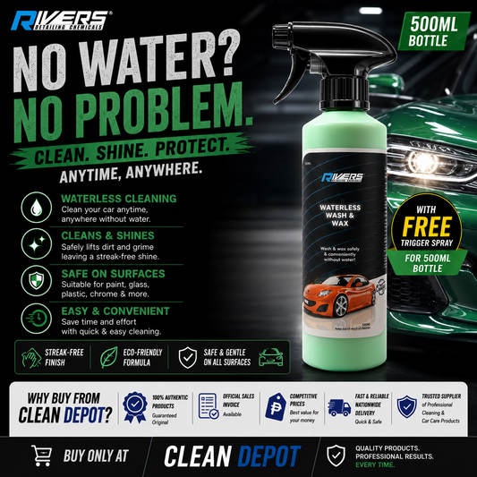 Rivers Waterless Wash & Wax | No-Rinse Car Cleaner & Wax | 500ml & 4L