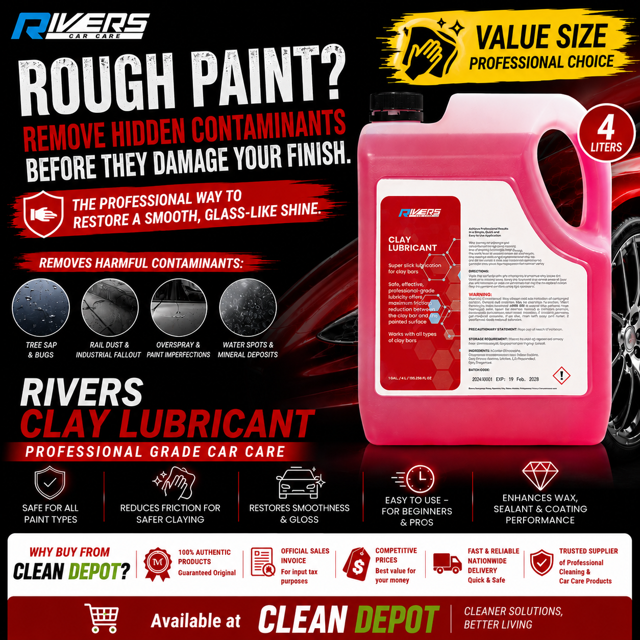 Rivers Clay Lubricant 500ml & 4L | Professional Clay Bar Lubricant for Safe Claying