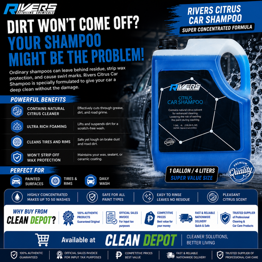 Rivers Citrus Car Shampoo 4L | Super Concentrated Car Wash | Rich Foaming Formula