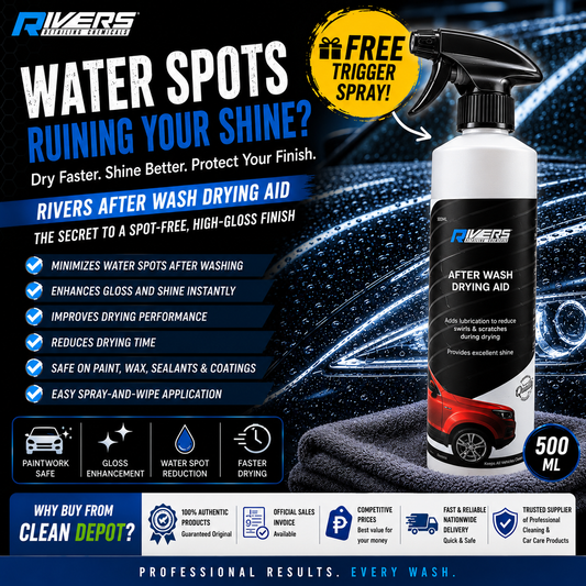 Rivers After Wash Drying Aid 500ML | No Water Spots | High Gloss Shine | Car Detailing Spray
