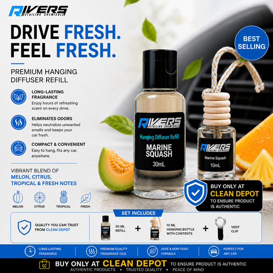 Rivers Car & Home Air Freshener 30ml + FREE 10ml Diffuser | 115ml Refill | Long-Lasting Luxury Scent