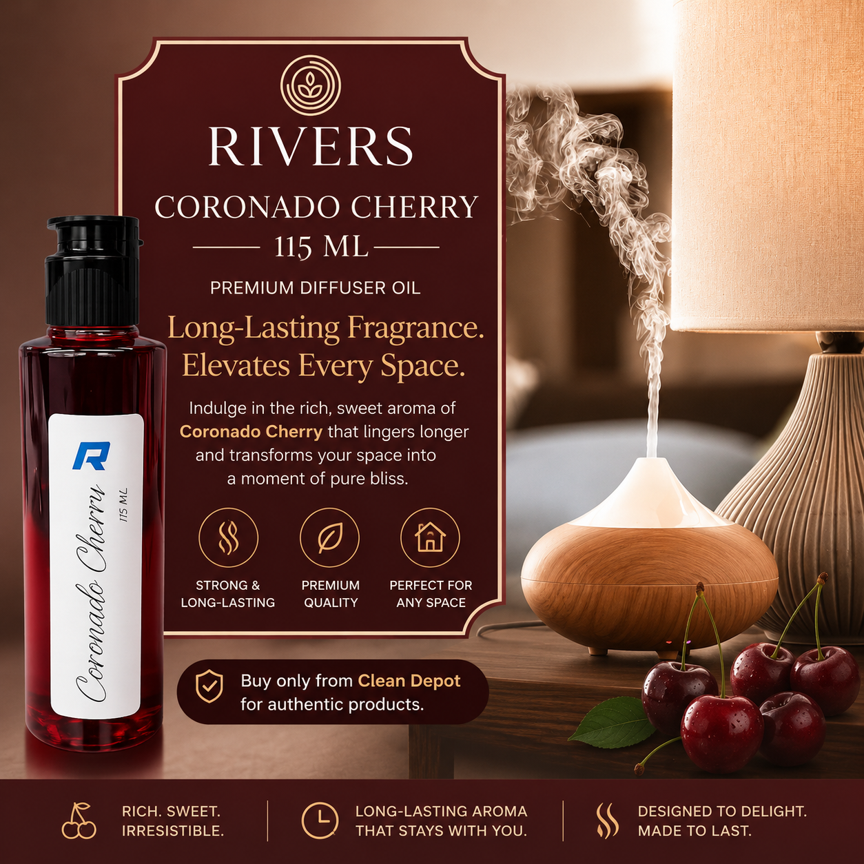 Rivers Car & Home Air Freshener 30ml + FREE 10ml Diffuser | 115ml Refill | Long-Lasting Luxury Scent