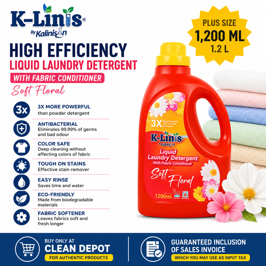 K-Linis Liquid Laundry Detergent 1.2L | Soft Floral with Fabric Conditioner Antibacterial