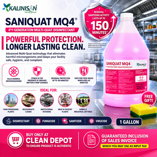 Kalinisan Saniquat MQ4 Disinfectant 1 Gallon | Virucide Sanitizer Fungicide Multi-Quat Cleaner