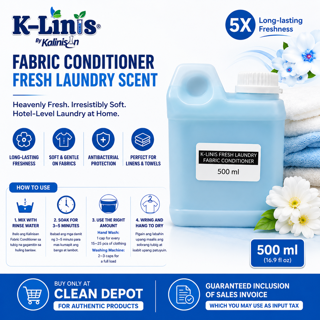 K-Linis Fabric Conditioner 1 Gallon | Fresh Laundry Scent Softener Antibacterial Fabcon