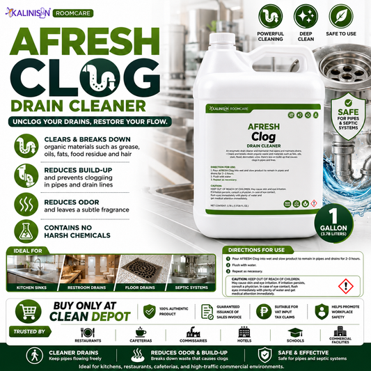 Kalinisan Afresh Clog Drain Cleaner 1 Gallon | Pipe & Drain Clog Remover