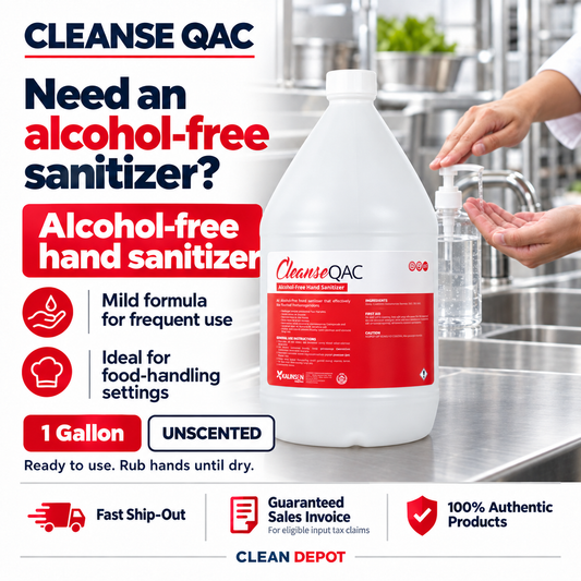 Cleanse QAC Alcohol-Free Hand Sanitizer 1 Gallon | Food Safe Hand Hygiene Solution