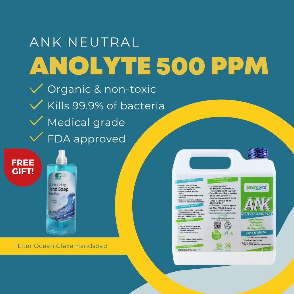 Envirolyte ANK Neutral Anolyte Disinfectant Solution 500ppm 4 Liters