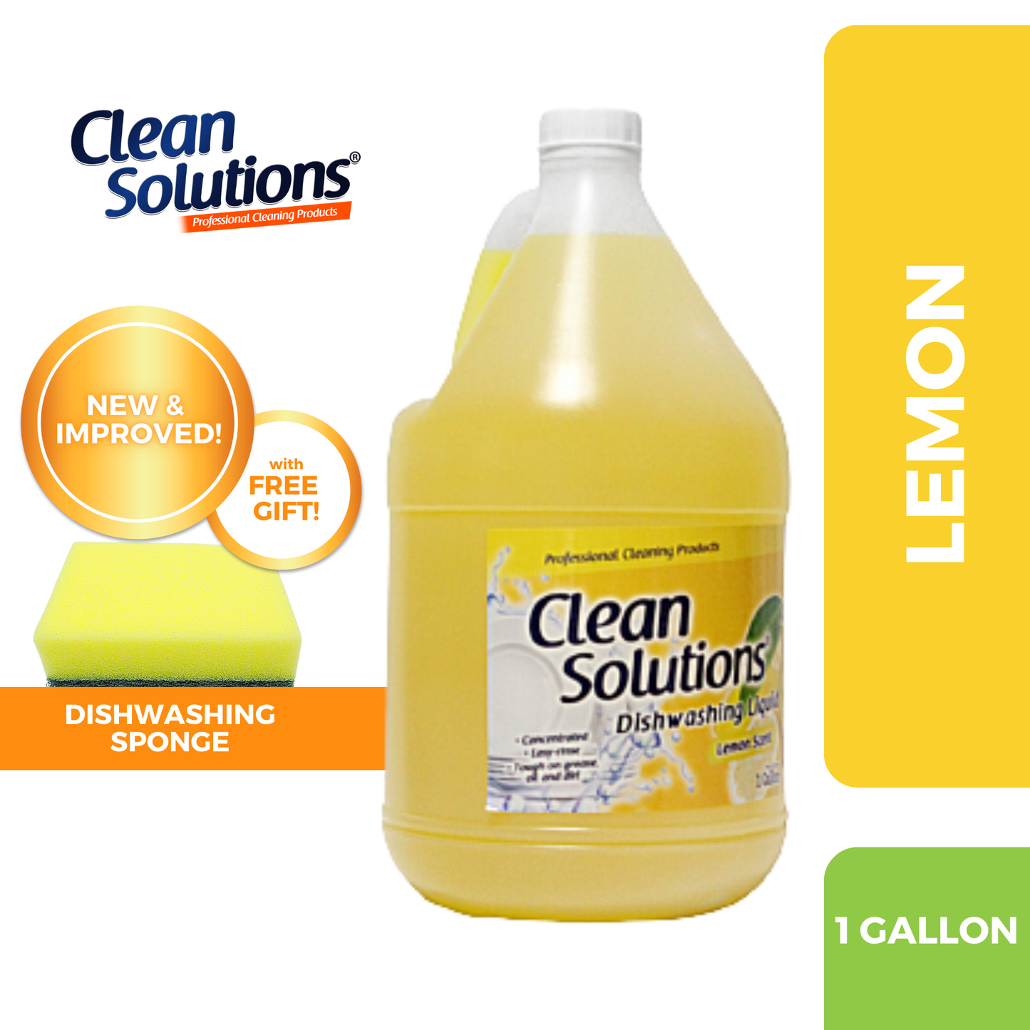 Clean Solutions Dishwashing Liquid Fresh Lemon 1 Gallon