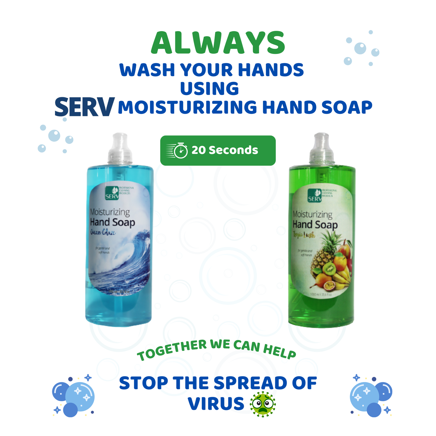 Serv Moisturizing Liquid Hand Soap 1 Liter Pump Bottle