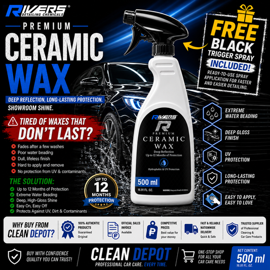 Rivers Premium Ceramic Wax 500ml | Up to 12 Months Protection, Deep Gloss & Water Beading