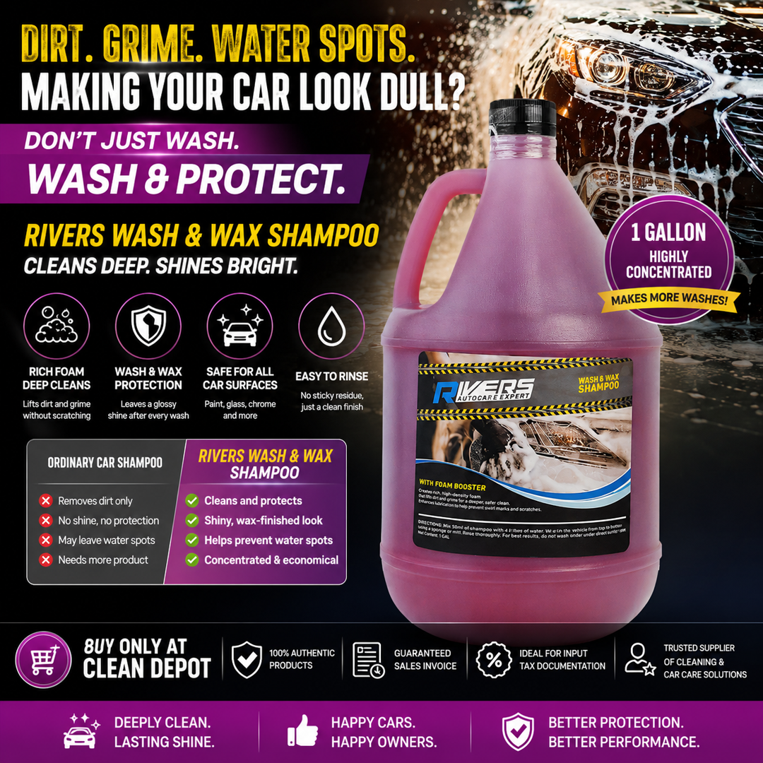 Rivers Wash & Wax Car Shampoo 1 Gallon | High Foam Car Wash with Wax Protection