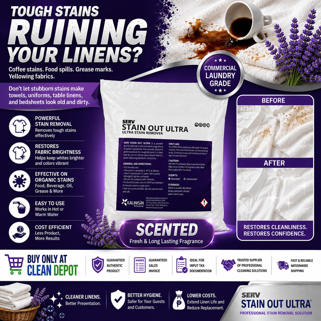 SERV Extend + Stain-Out Ultra 1kg | Laundry Stain Remover & Booster