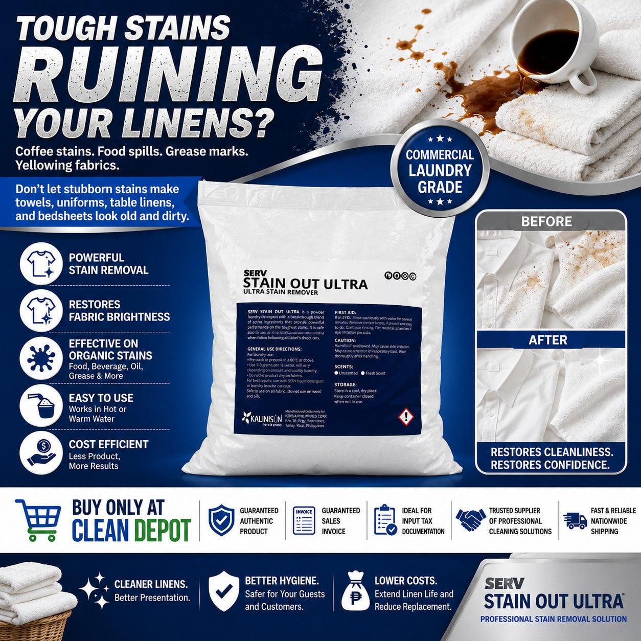 SERV Extend + Stain-Out Ultra 1kg | Laundry Stain Remover & Booster