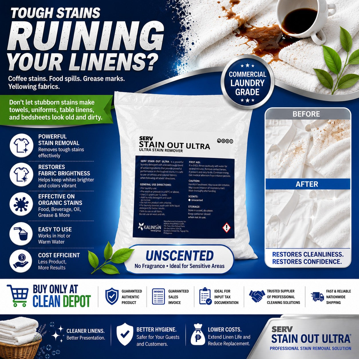 SERV Extend + Stain-Out Ultra 1kg | Laundry Stain Remover & Booster