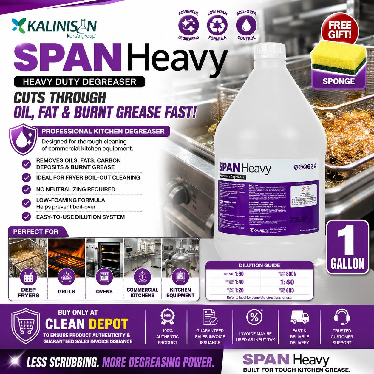 Kalinisan Degreaser 16 | Span Heavy | Degreaser G Heavy Duty Kitchen Degreaser Cleaner