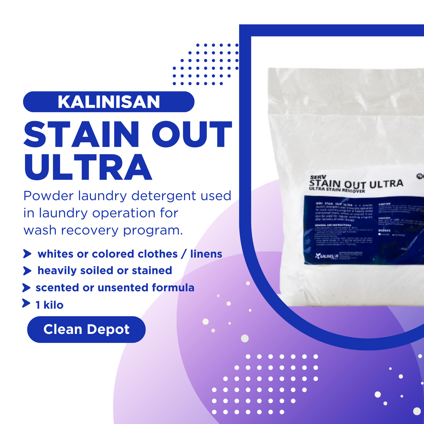 Serv Stain Out Ultra Stain Remover Powder for Clothes 1 Kilo