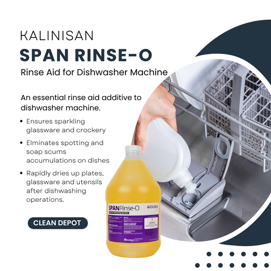 Kalinisan Span Rinse-O Premium Rinse Additive for Commercial/Household Dishwashers 1 Gal (3.78 Ltr)