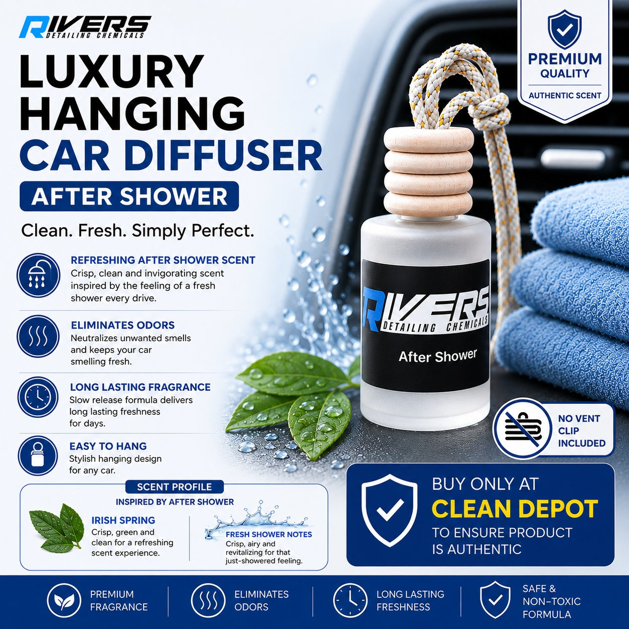 Rivers Car Air Freshener Hanging Diffuser Home Fragrance 10 ml