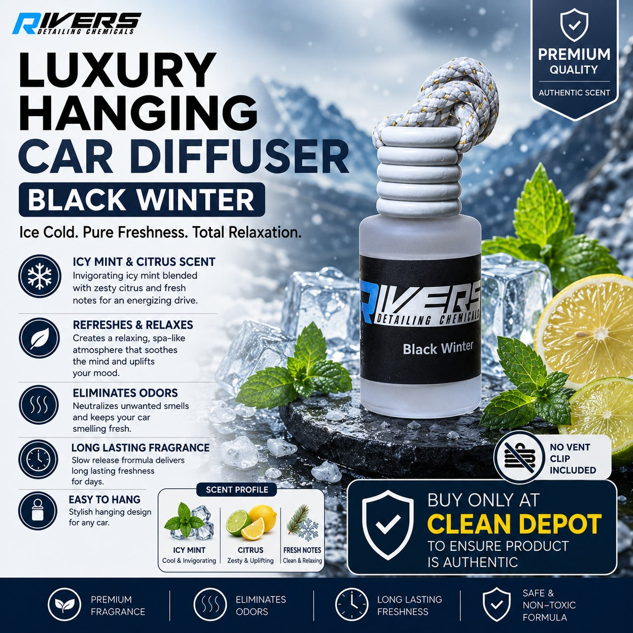 Rivers Car Air Freshener Hanging Diffuser Home Fragrance 10 ml