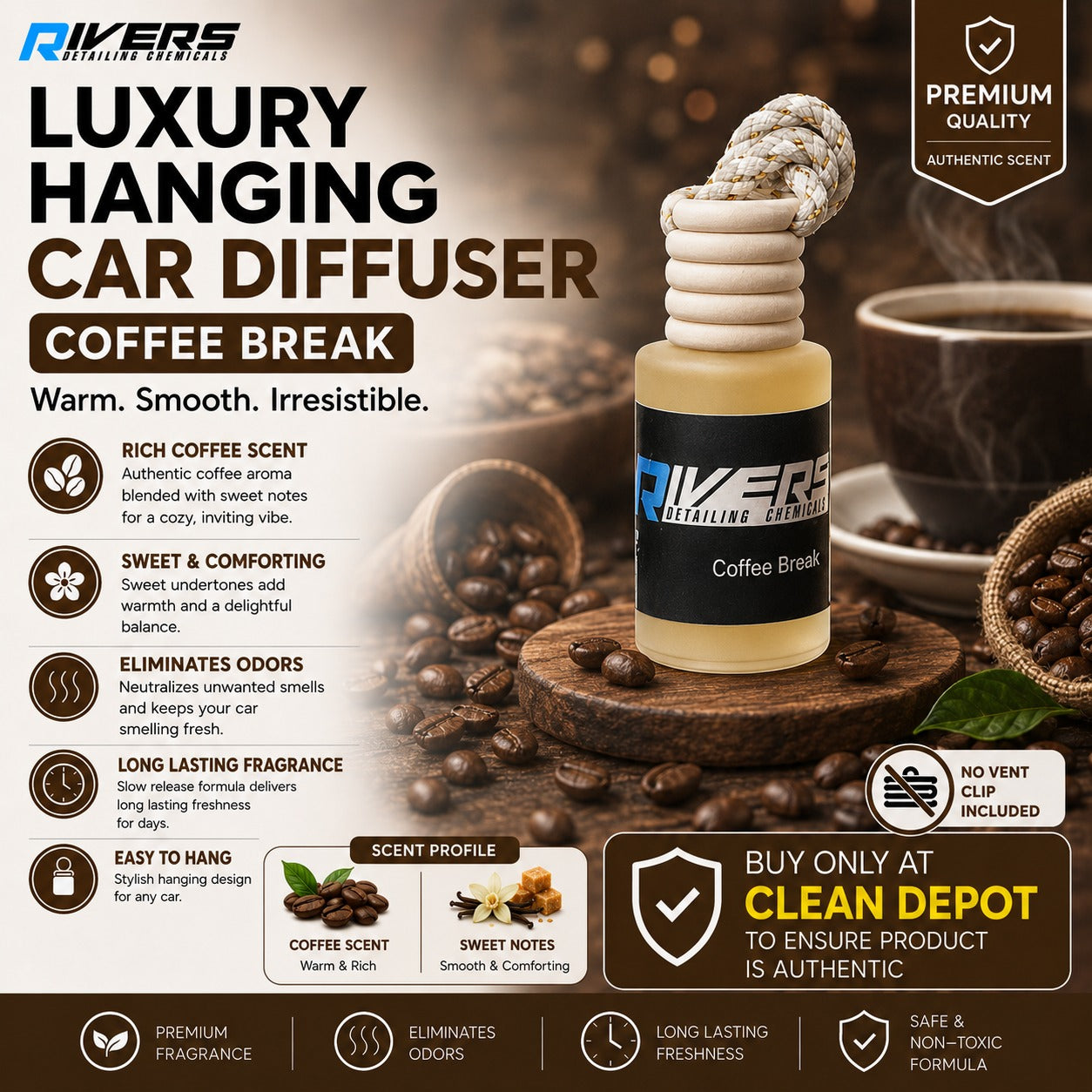 Rivers Car Air Freshener Hanging Diffuser Home Fragrance 10 ml