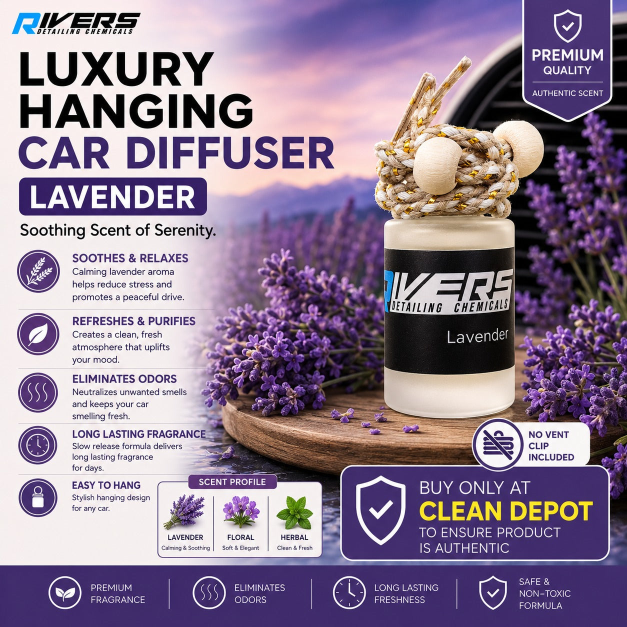 Rivers Car Air Freshener Hanging Diffuser Home Fragrance 10 ml