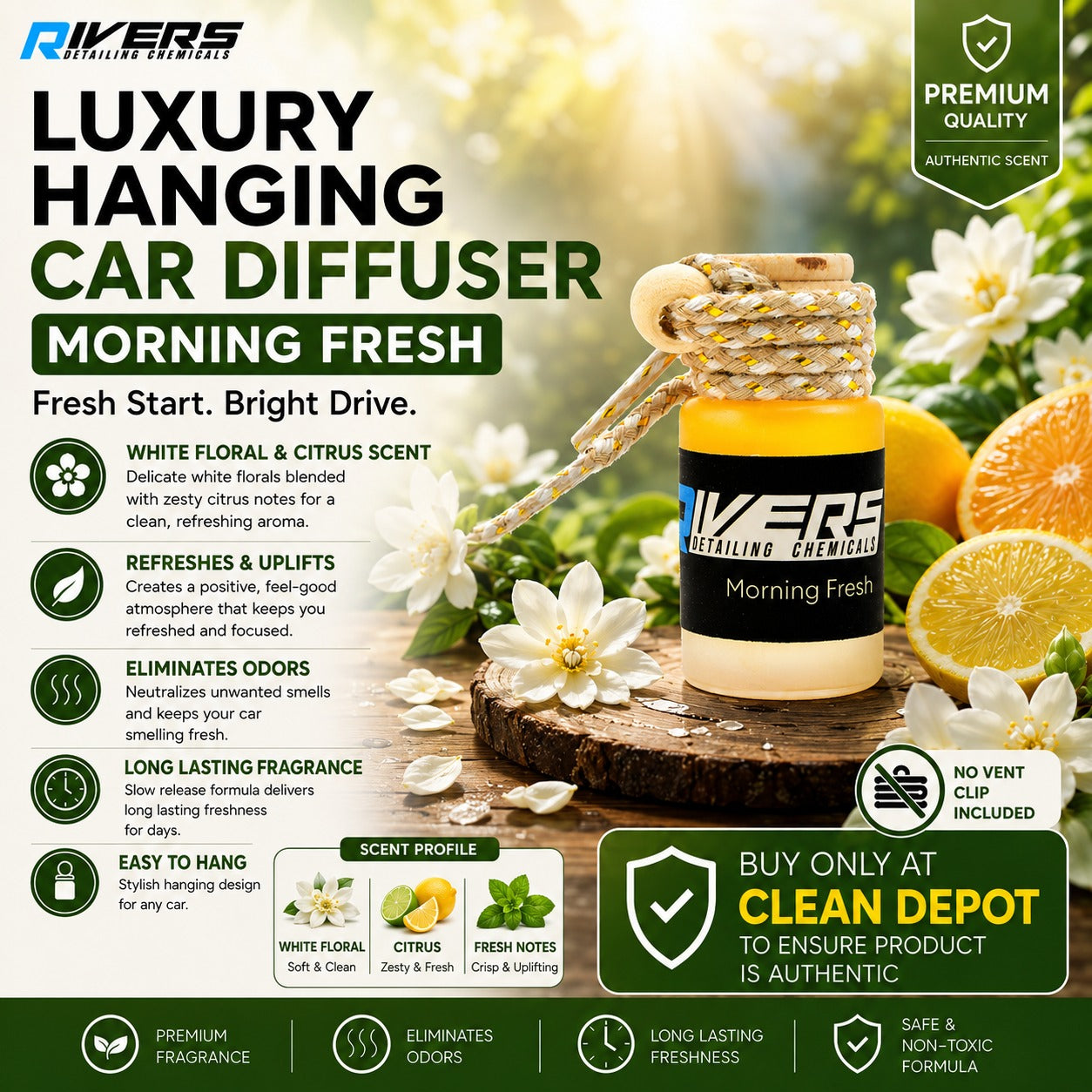 Rivers Car Air Freshener Hanging Diffuser Home Fragrance 10 ml