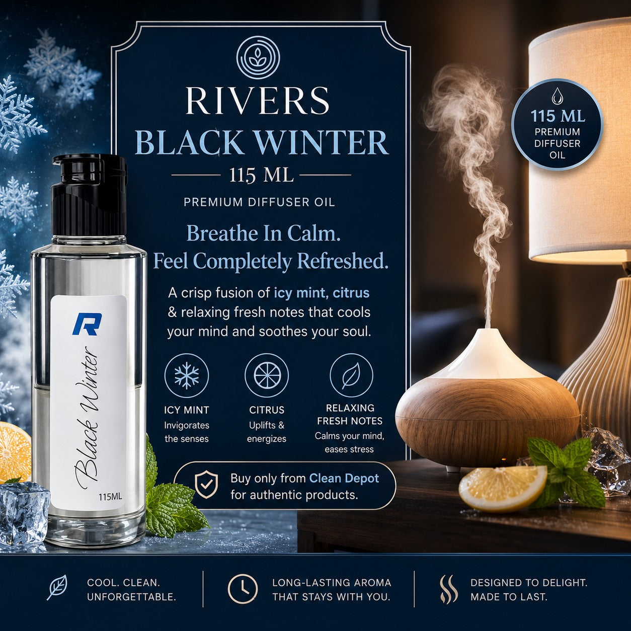 Rivers Car & Home Air Freshener 30ml + FREE 10ml Diffuser | 115ml Refill | Long-Lasting Luxury Scent
