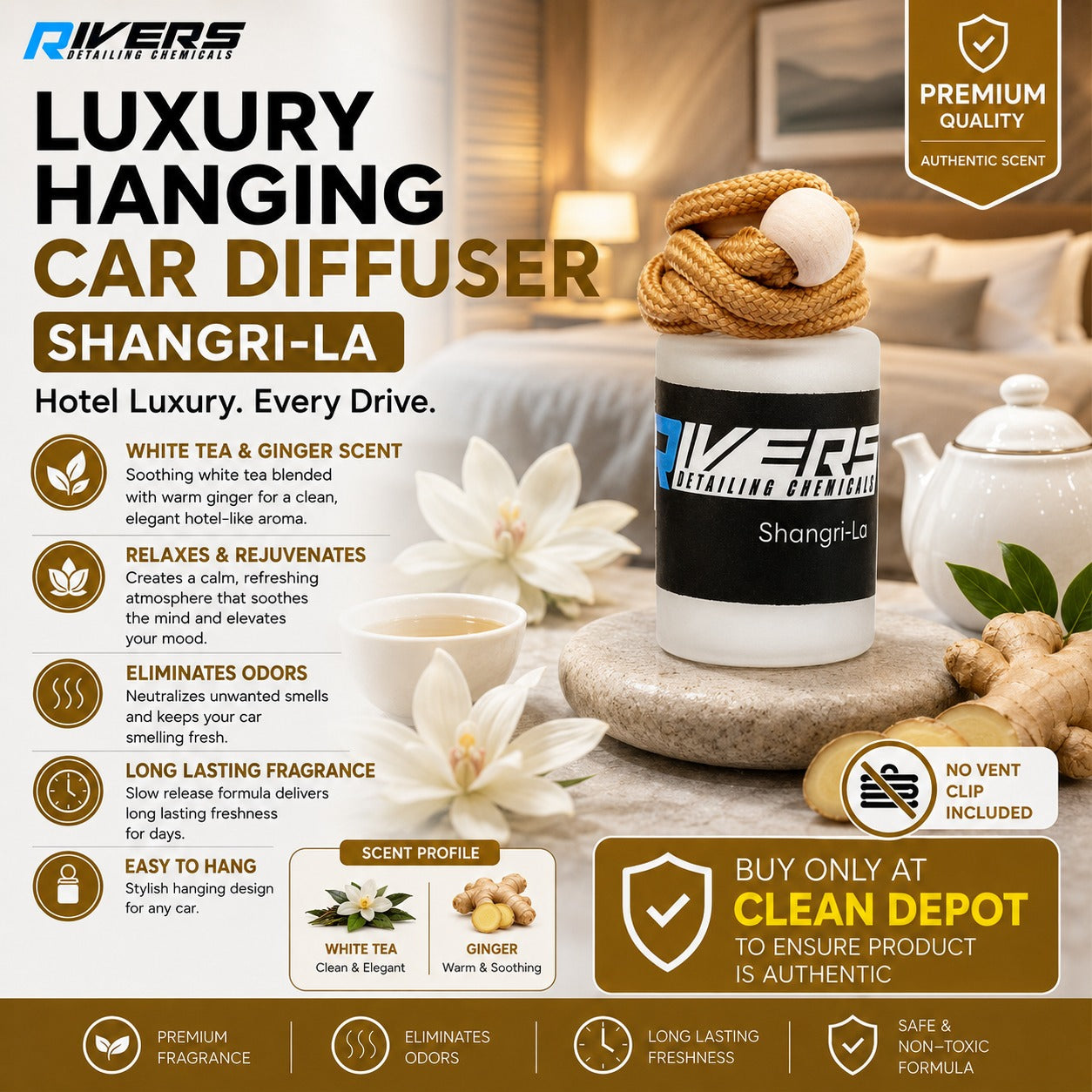 Rivers Car Air Freshener Hanging Diffuser Home Fragrance 10 ml